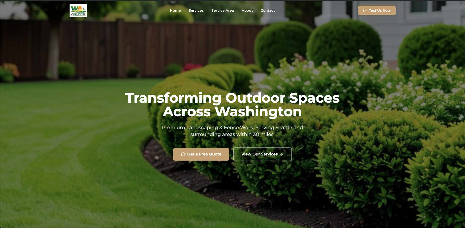 WA Landscaping website preview